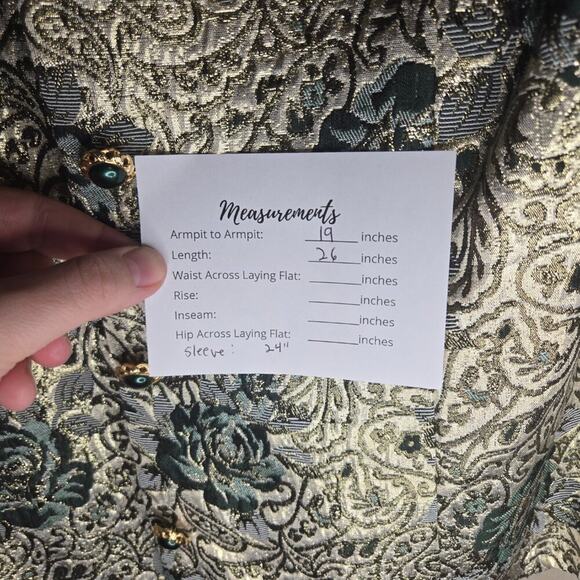 KATHERINE LINDSAY METALLIC BROCADE JACKET BLAZER FLORAL SIZE 14 VINTAGE 0308 - Picture 6 of 10